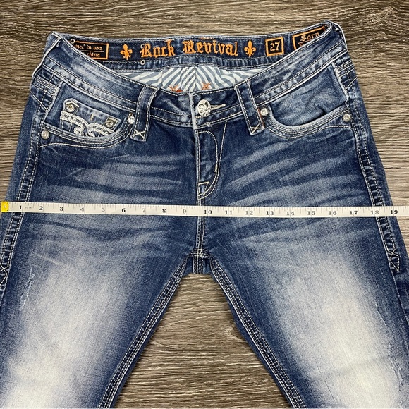 ROCK REVIVAL Sora Capris Womens 27 Flap Pocket Bling 24" Inseam Low Rise - Picture 9 of 15